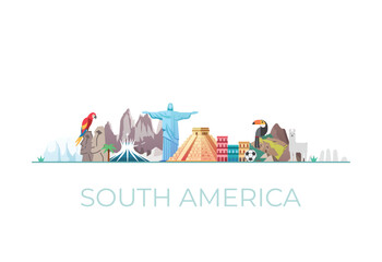 Latin America Skyline Landmarks. South America.