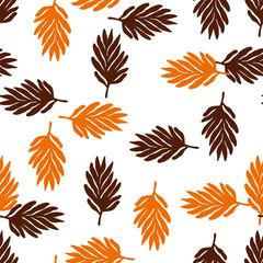 Tropical leaves seamless pattern. Floral backdrop. Matisse inspired decoration wallpaper. Simple organic shape background