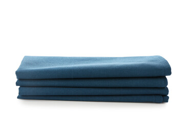 Folded clean napkins on white background