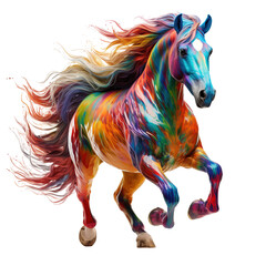 beautiful multicolored painted horse on white background
