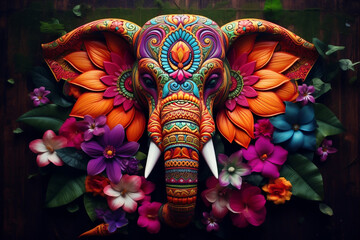Indischer Elefant mit Farben