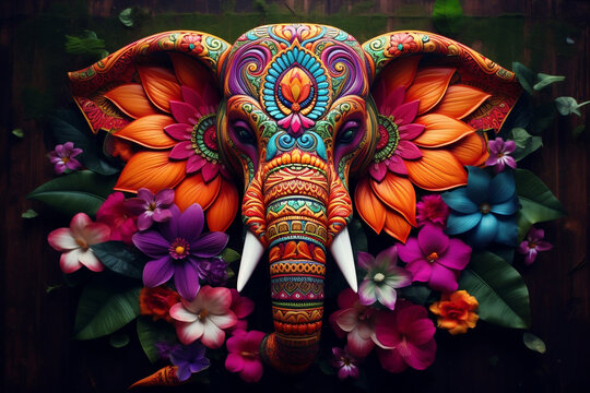 Indischer Elefant mit Farben