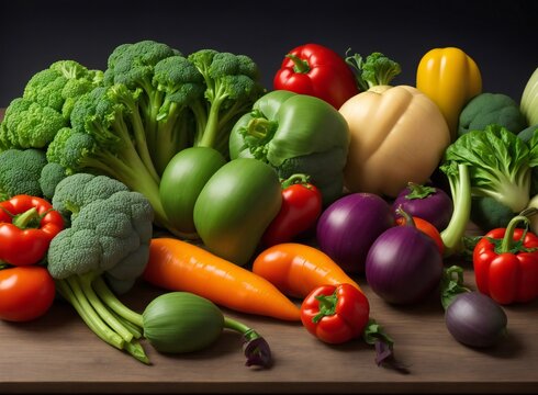 Assortment of farm fresh vegetables, high quality indoor photography 