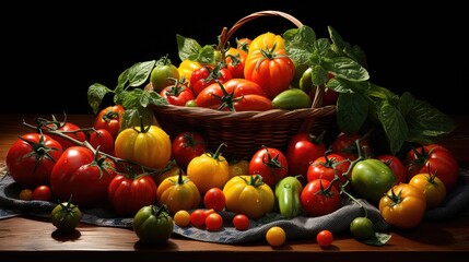 Naklejka na ściany i meble cherry tomatoes in a basket