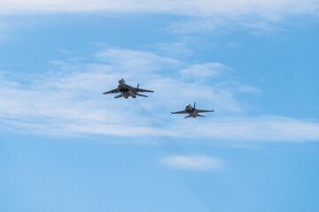 FA-50 and Mig 29. Mig- 29 Polish Air Force. MIG in the air. 