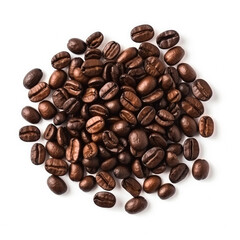 Coffee beans isolated on white background top view 