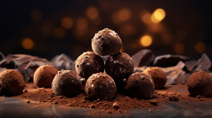 Set of gourmet chocolate truffles