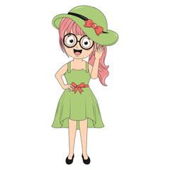 cute girl cartoon illustration