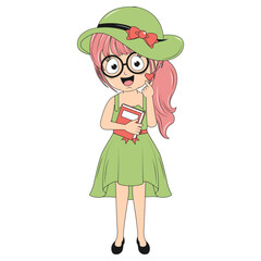 cute girl cartoon illustration