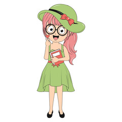 cute girl cartoon illustration