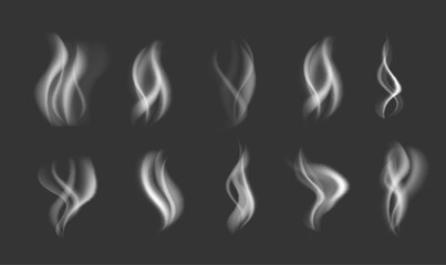 Smoke steam vapor effect animation isolated set. Vector flat graphic design illustration