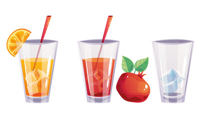 Alcohol wine cocktail full half empty glass concept. Vector flat graphic design illustration