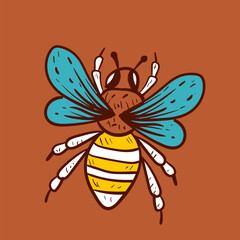 Honey bee hive vintage sketch honeycomb concept. Vector flat graphic design illustration