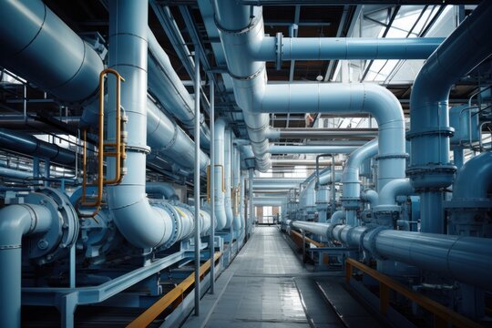 factory, production, construction, futuristic, artificial, automated, pipe, facility, system, structure. background image is in factory, there have large pipe and automated facility system for product