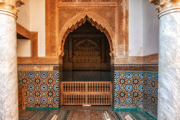 Oriental artwork in the mausoleum of the Saadian Tombs, Marrakech