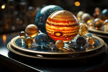 Young astronomers create scale models of the solar system, understanding the vast distances and relative sizes of celestial bodies. Concept of Celestial Exploration. Generative Ai.