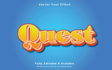 Quest 3d text fully editable vector
