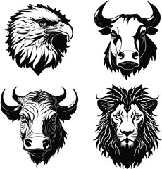 Wildlife Whimsy - Set of 4 Black Animal and Bird Silhouette Stencils