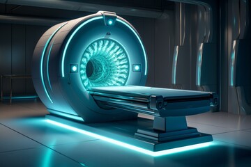 Clinic. MRI machine.. Generated AI.