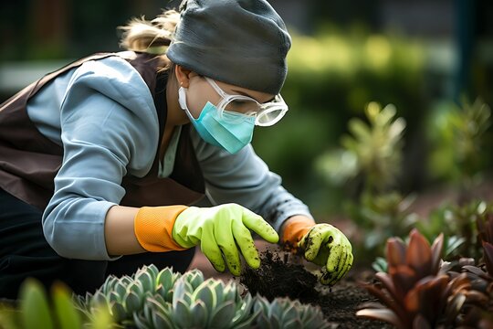 person planting flowers in garden