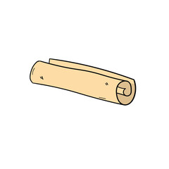 A hand-drawn cartoon roll of scroll or parchment on a white background.