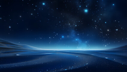 a blue space with dust particles background ai generative