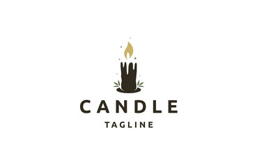 Candle logo icon design template flat vector