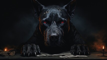 portrait of a dark dog - obrazy, fototapety, plakaty