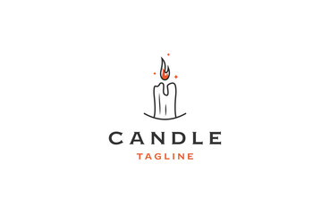 Candle line logo icon design template