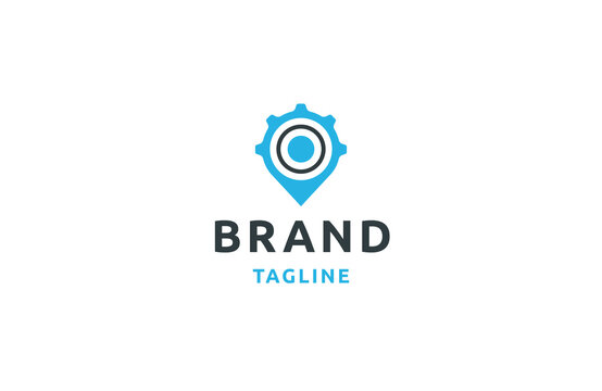 Pin gear logo icon design template
