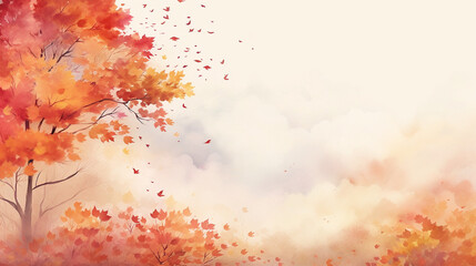Obraz na płótnie Canvas 水彩画で描かれた秋の背景