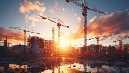 factory, industry, crane, construction, futuristic, pipe, industrial building, facility, system, structure. background image is factory and industry, there have large crane, to construction building.
