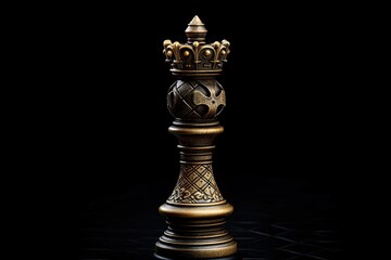 Fototapeta na wymiar old vintage gold and black chess piece