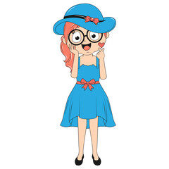 cute girl cartoon illustration