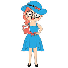 cute girl cartoon illustration