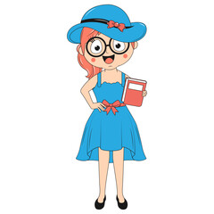 cute girl cartoon illustration