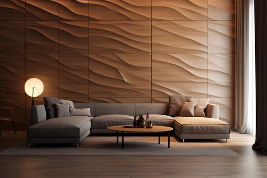 A luxurious living room with modern and elegant wall texture