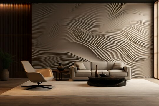 A luxurious living room with modern and elegant wall texture