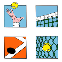 COMIC TENNIS HAND DRAWN PNG AESTHETIC MINIMAL 