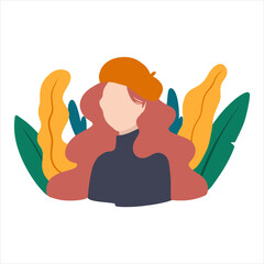 Vector Ilustration girl with floral