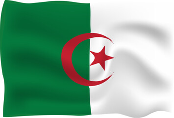 Algeria flag -  illustration - 3d folds - obrazy, fototapety, plakaty