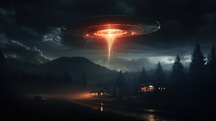 Alien ufo flying saucer - obrazy, fototapety, plakaty