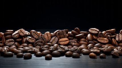 Various types of specialty coffee beans on black background