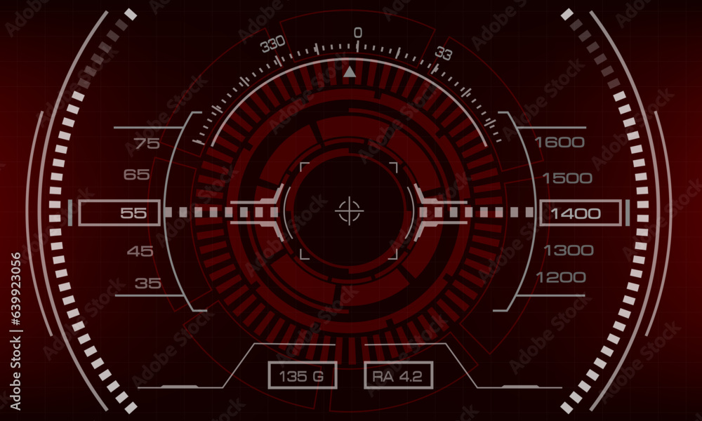 Poster hud sci-fi interface screen view red danger geometric design virtual reality futuristic technology c