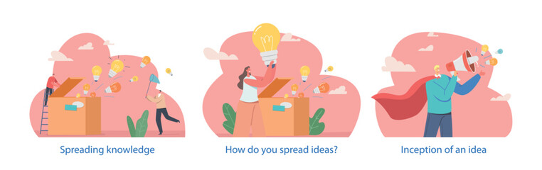 Characters Sharing Knowledge And Ideas, Exchanging Information, Insights, And Perspectives With Others