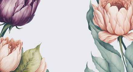 Vintage background with tulips. AI