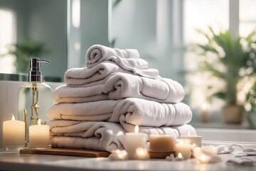 white towels in the bathroom.