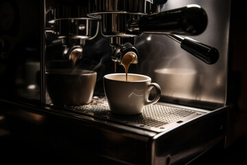 Energy-efficient coffee machine brewing your favorite coffee blend, with its advanced technology making it a perfect addition to your home or office. AI Generative