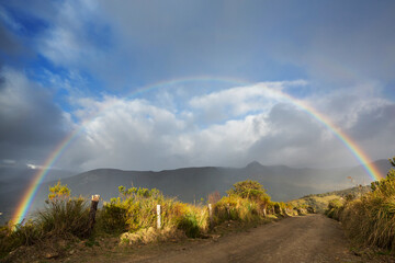 Rainbow in mountains