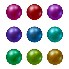 Set of round shape sphere ball or button in 3d rendering isolated on transparent background for decoration and design element concept.